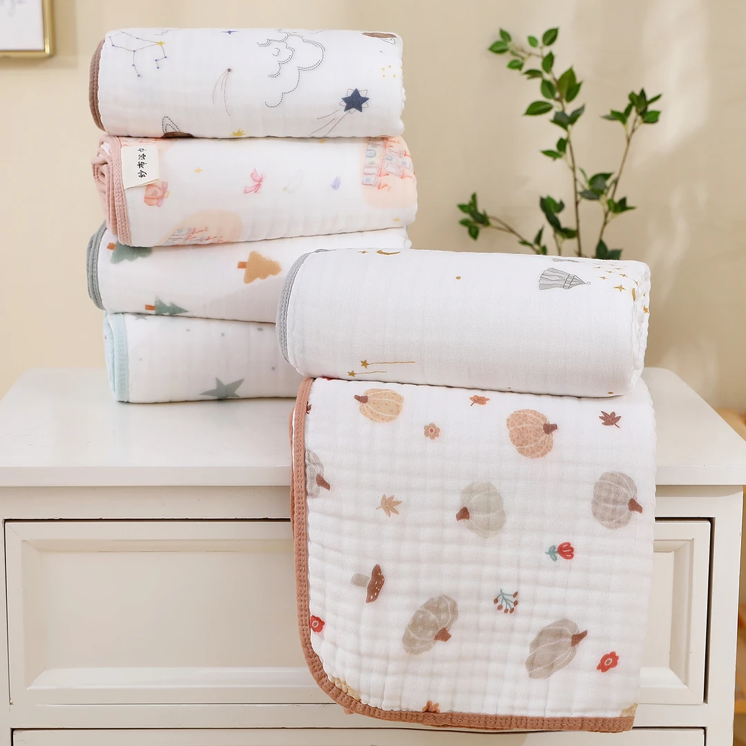 升级版超柔纱布盖毯宝宝浴巾盖毯四季可用A类母婴产品不掉毛絮不