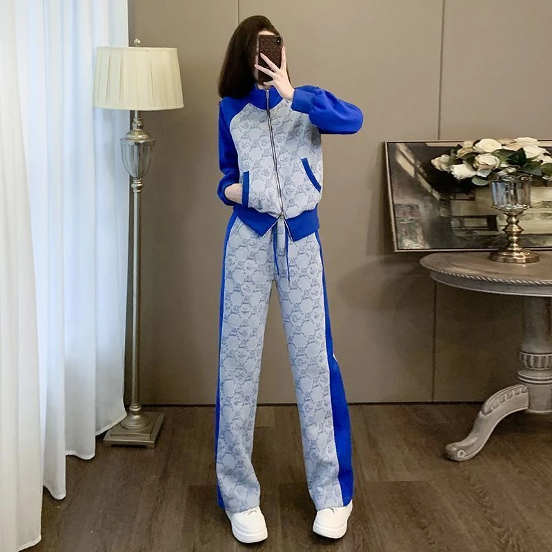 运动休闲套装女秋冬时尚洋气 卫衣直筒裤两件套潮流 高级感十足