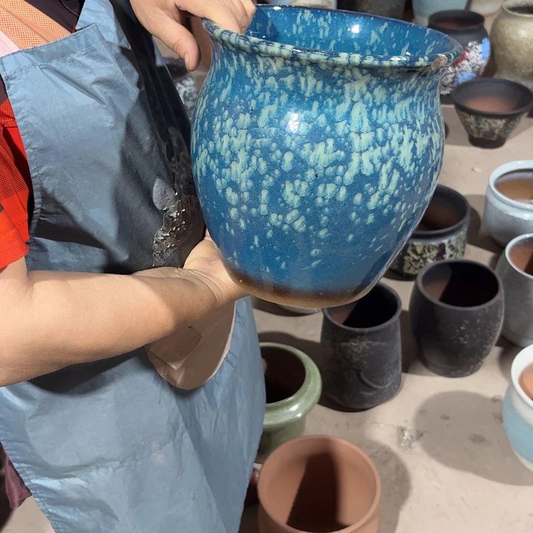 紫砂花盆口21高23