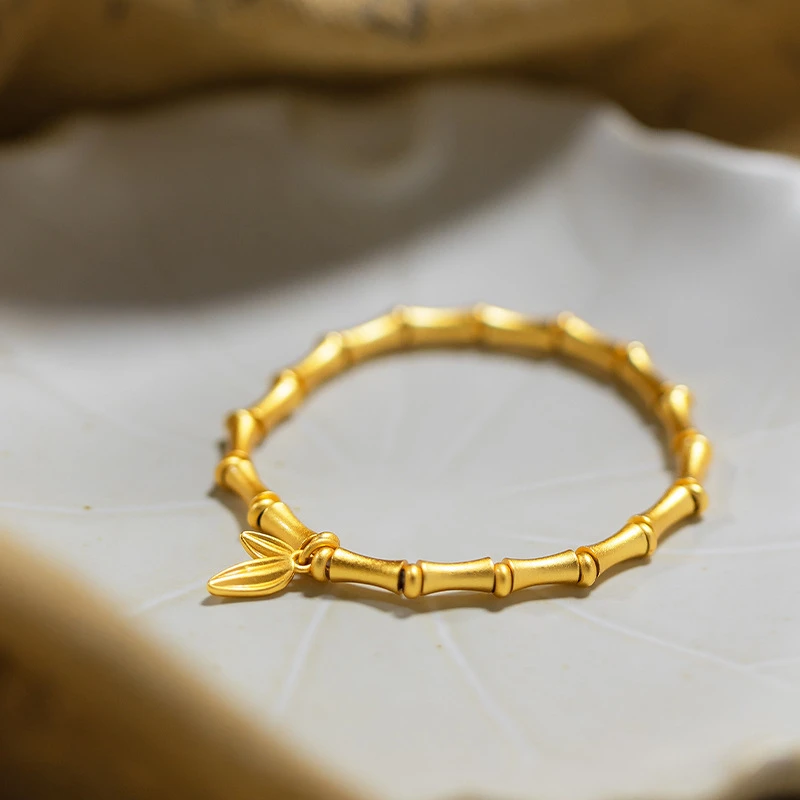 铜合金手链 新中式高级感竹节手串手链周家同款竹叶竹节