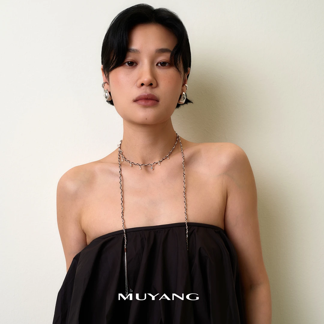 muyang/慕阳 铜合金琉璃项链 气质时尚小众设计感澈屿项链
