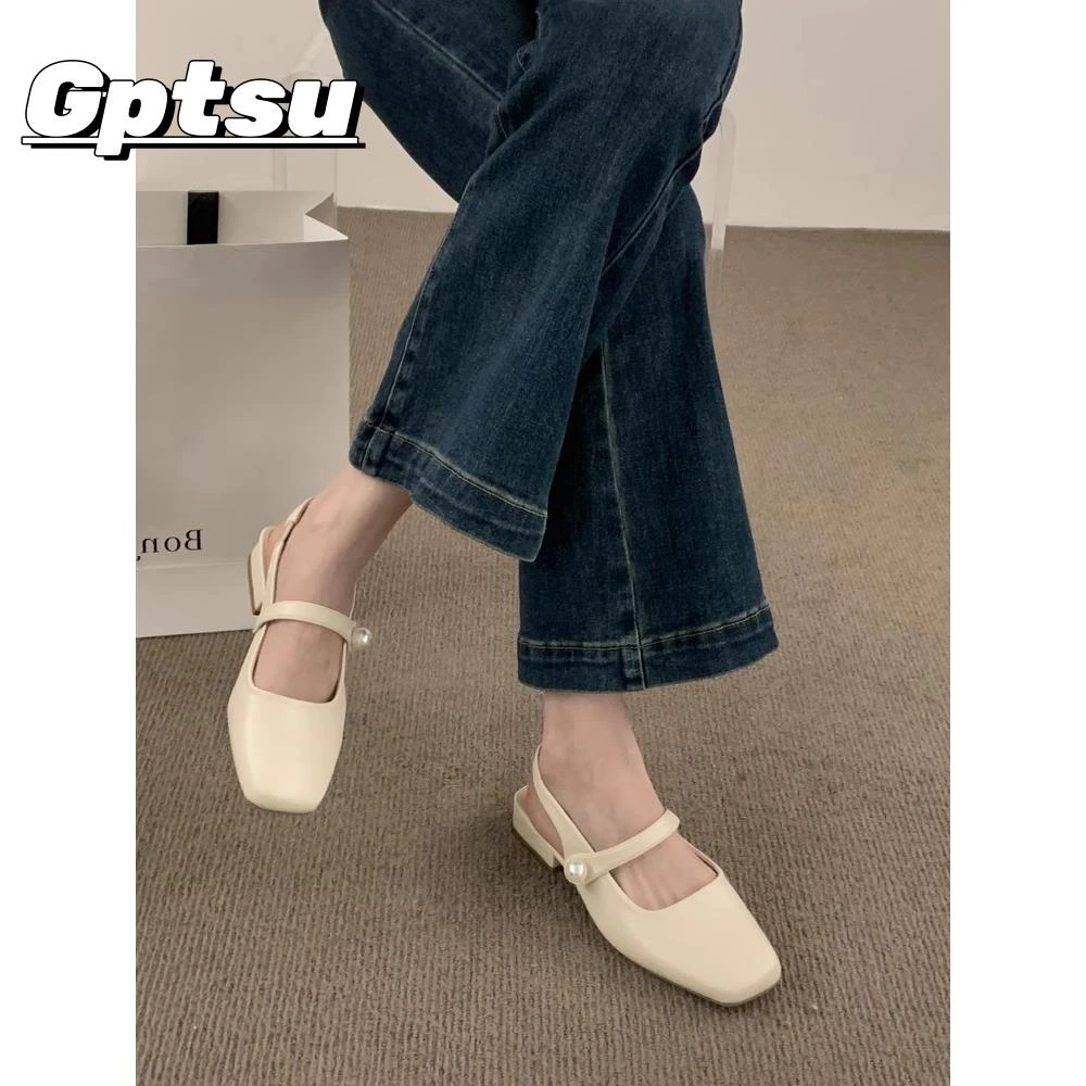 GPTSu法式包头凉鞋女士外穿新款低跟玛丽珍鞋配裙子晚风温柔单鞋