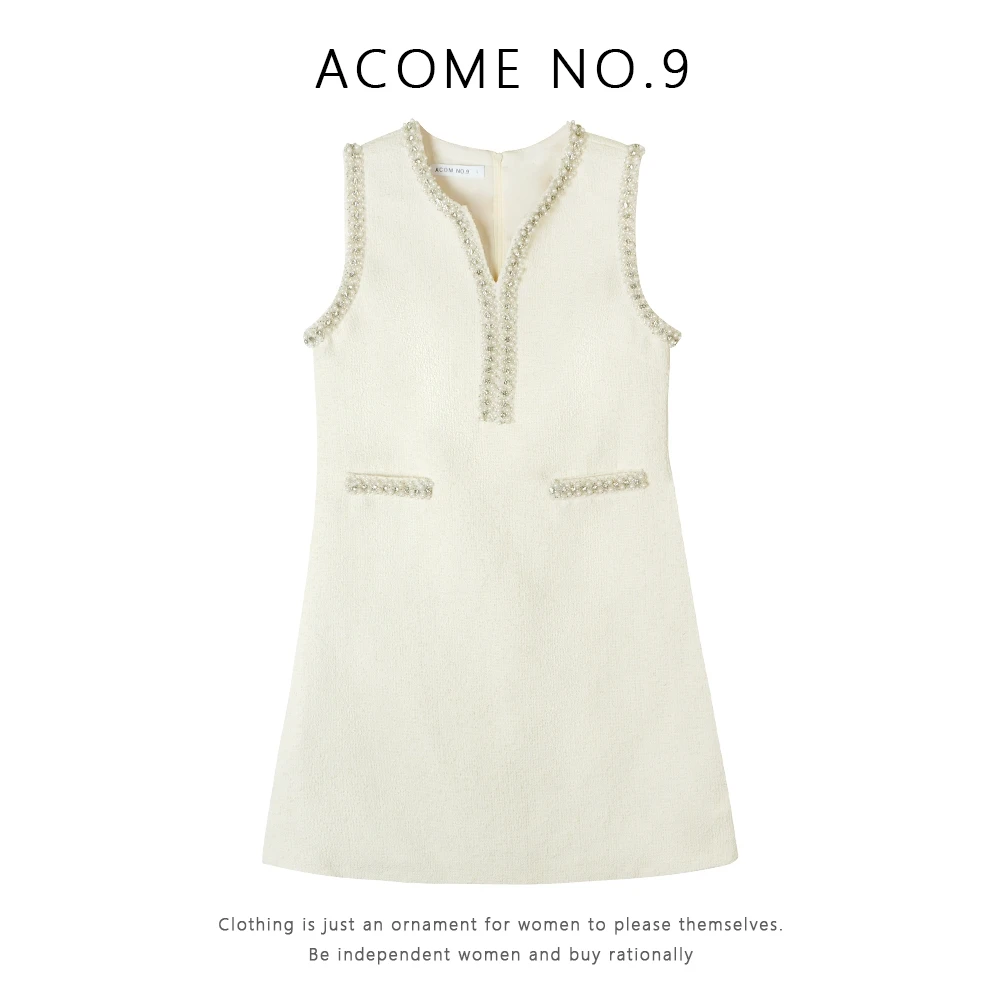 [破价宠粉]手工钉珠粗织花呢小香风连衣裙#8001