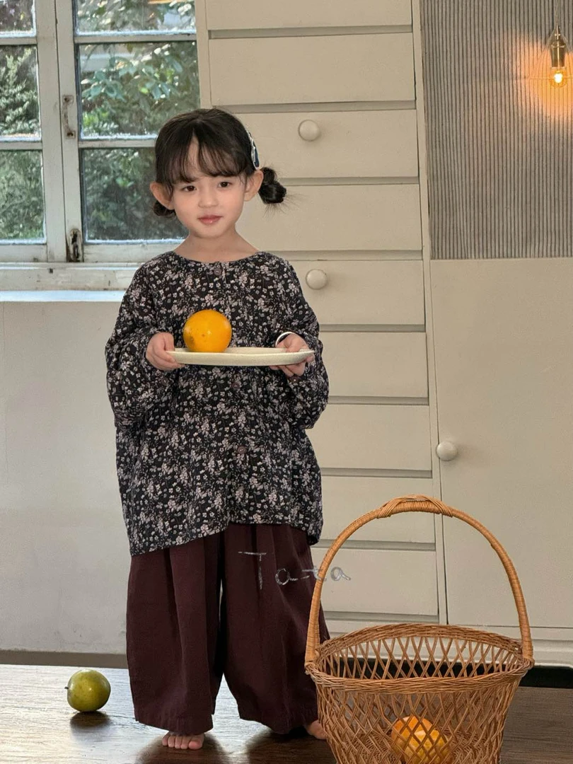 儿童复古日韩系小众设计碎花上衣