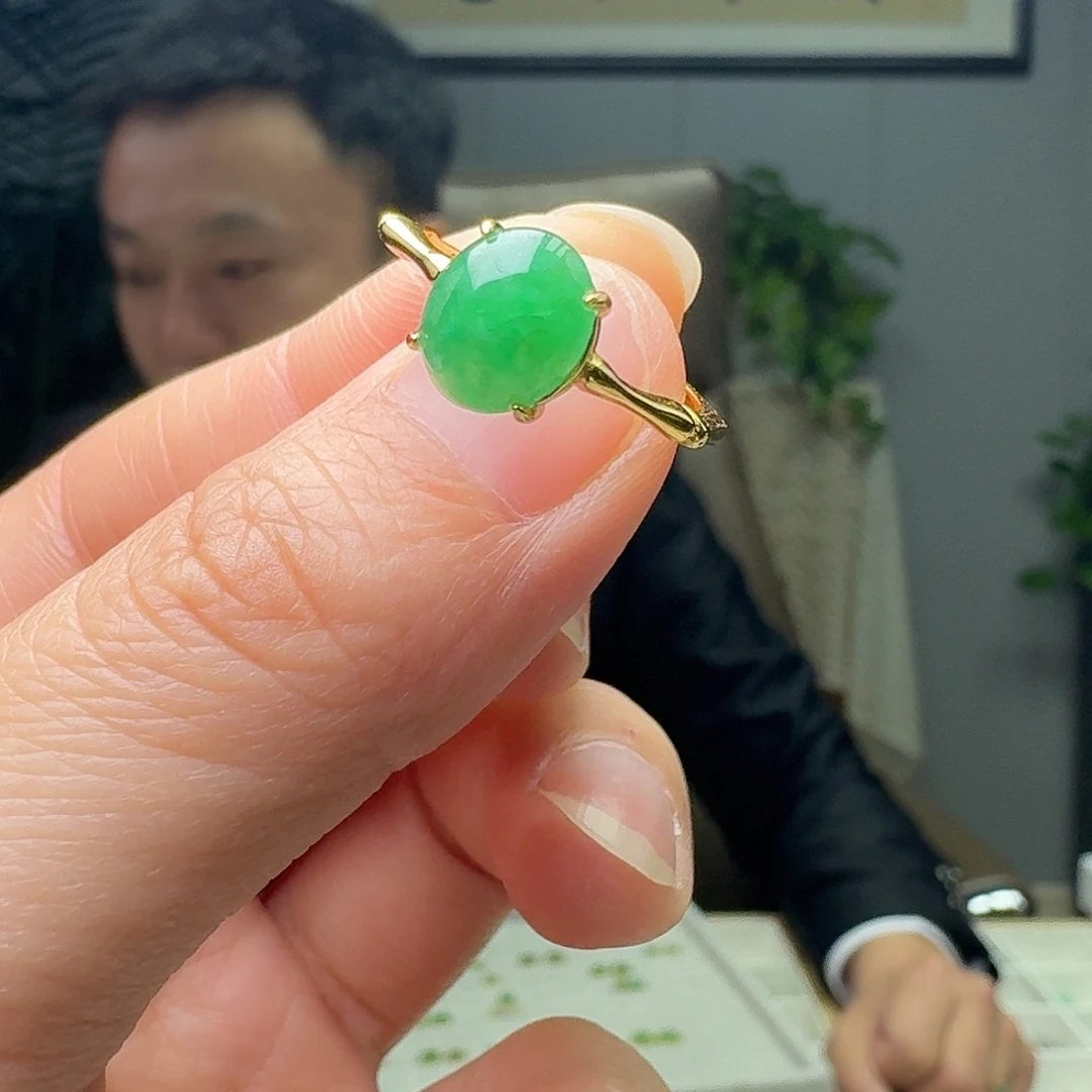 翡翠银S925镶嵌戒指天然