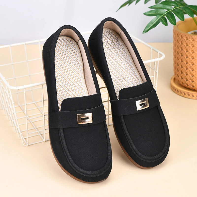 春季新款老北京布鞋女休闲百搭妈妈鞋中老年一脚蹬软底防滑平底鞋