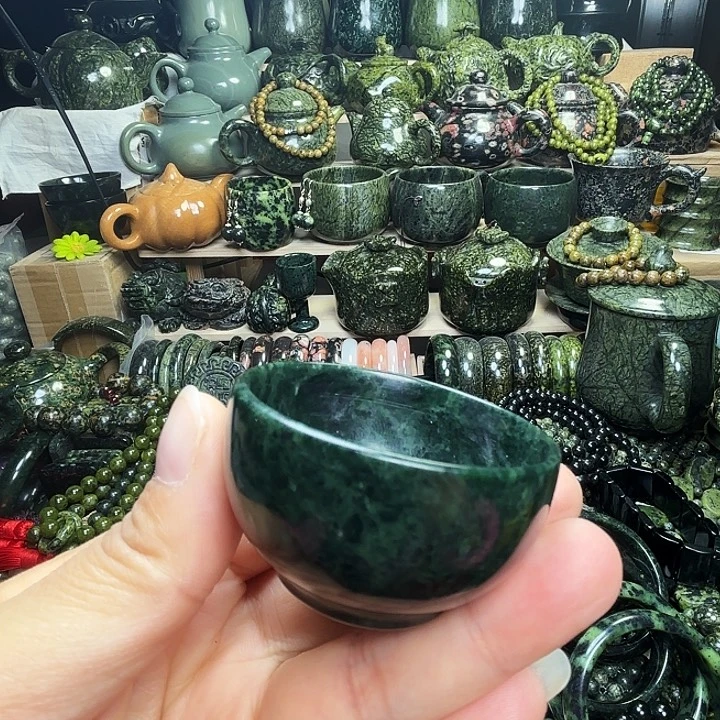 蛇纹石玉未镶嵌珠宝半成品藏玉药王石福利款杯子