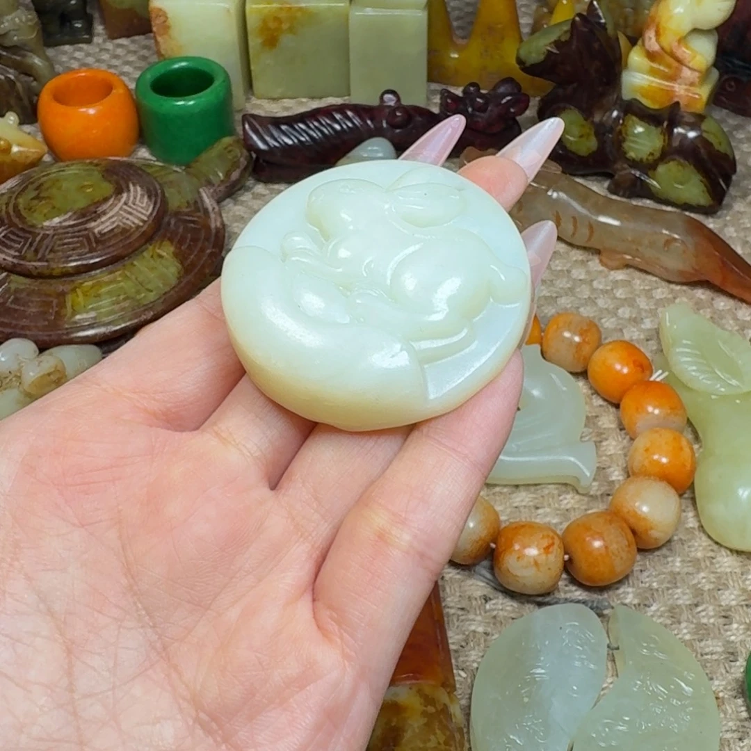 聚***玩白玉菩提吊坠挂件