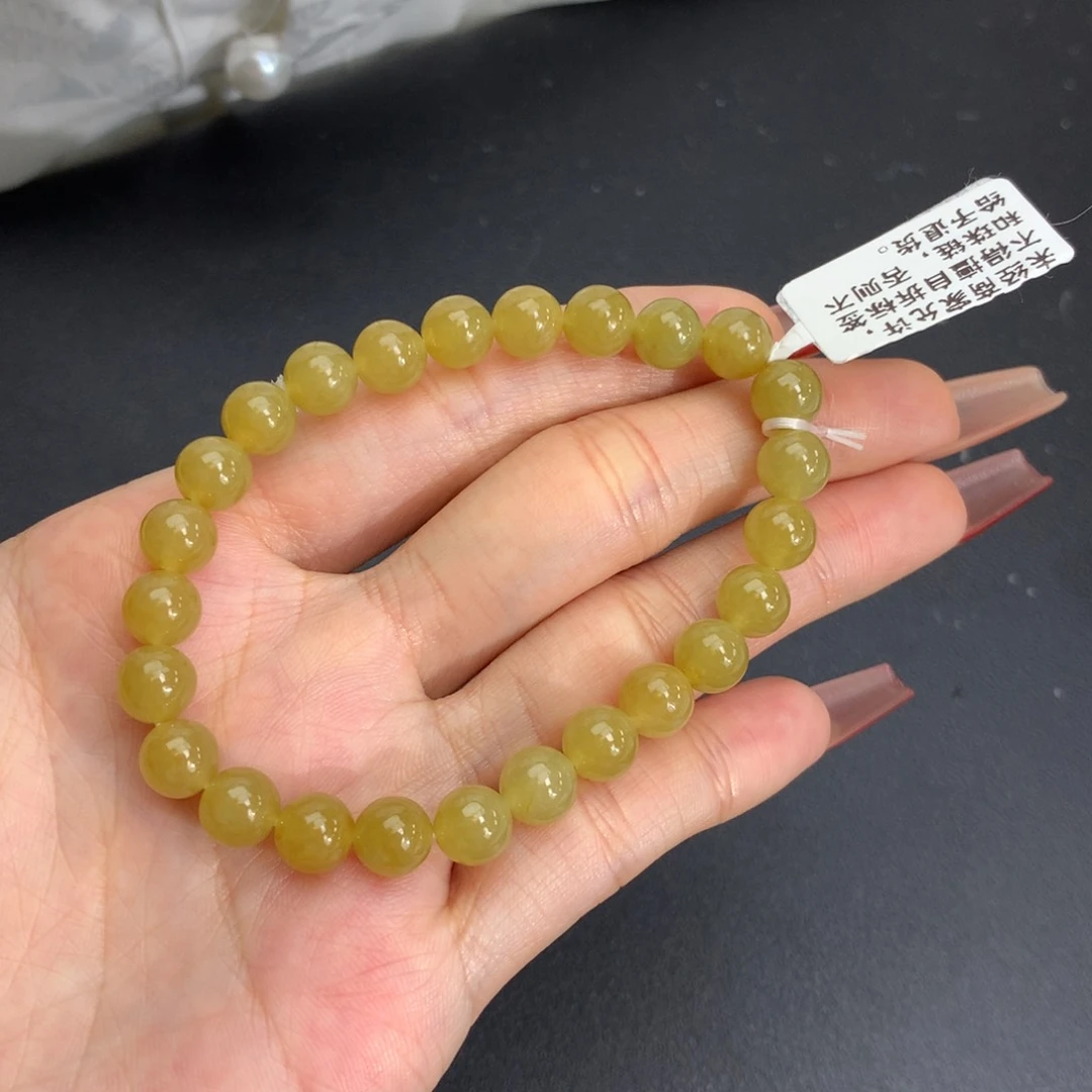 翡翠手链未镶嵌卡7冰胶鸡油黄手串