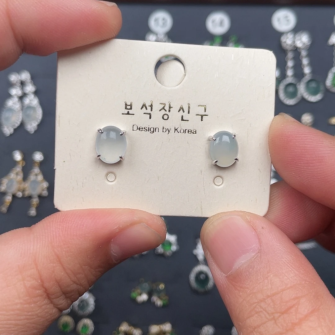 翡翠银S925镶嵌耳饰