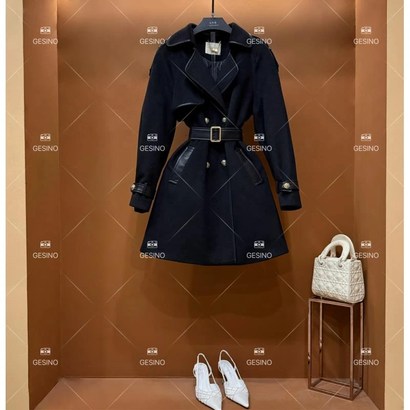 【露】秋冬气质小香风设计师中长款羽绒服蓝色轻奢女QD-2024990