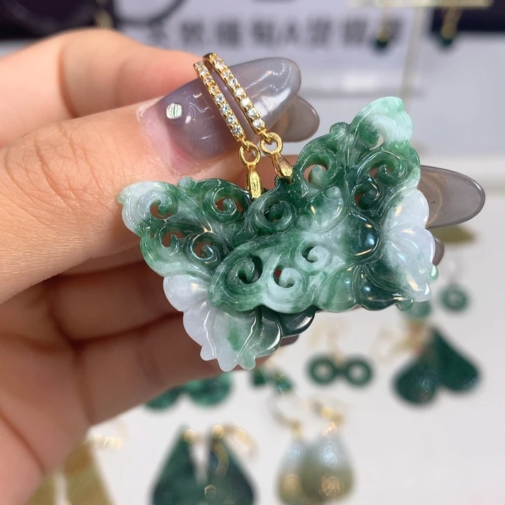 翡翠银S925镶嵌耳饰耳饰