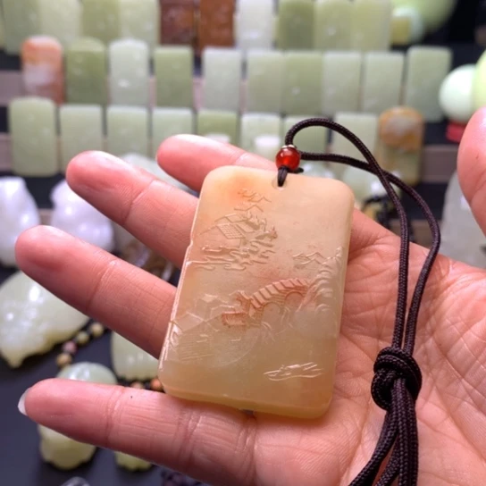 石材方解石手把件