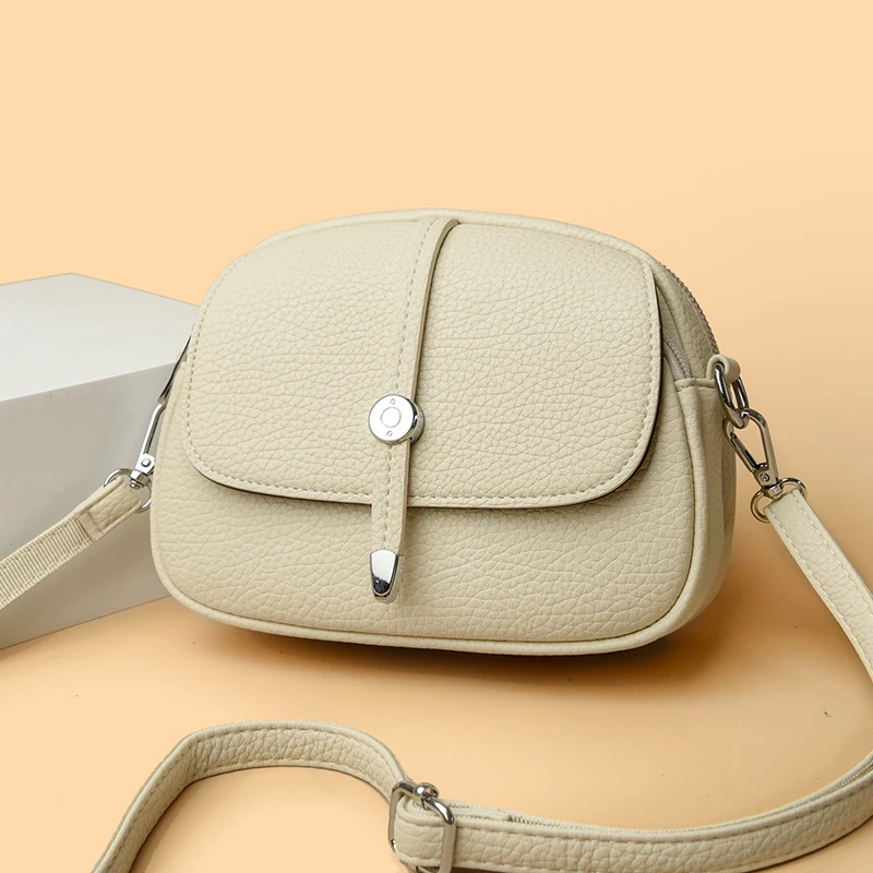 春季新款女包真皮斜挎包时尚百搭单肩包简约小包包牛皮外出妈妈包