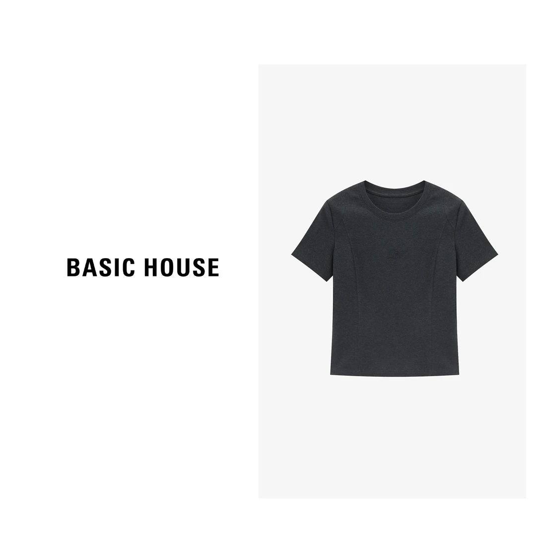 Basic House/百家好春夏休闲简约宽松纯色时尚T恤-B0625B56732