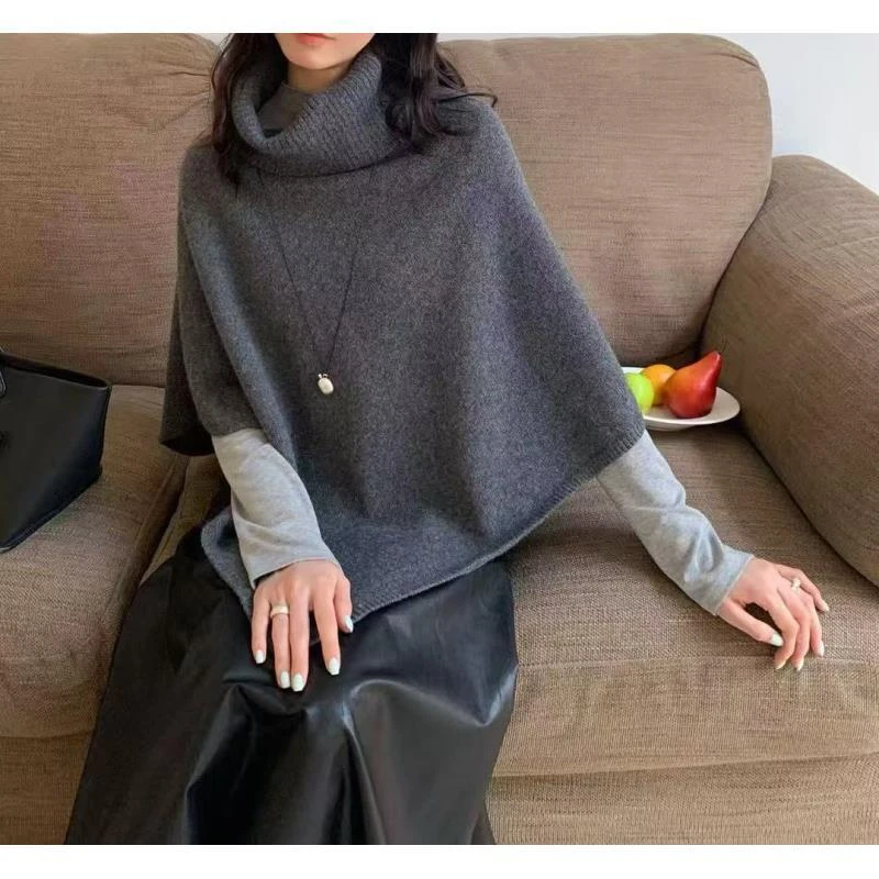 5742号15510#秋冬简约气质堆堆领时尚百搭毛线披肩
