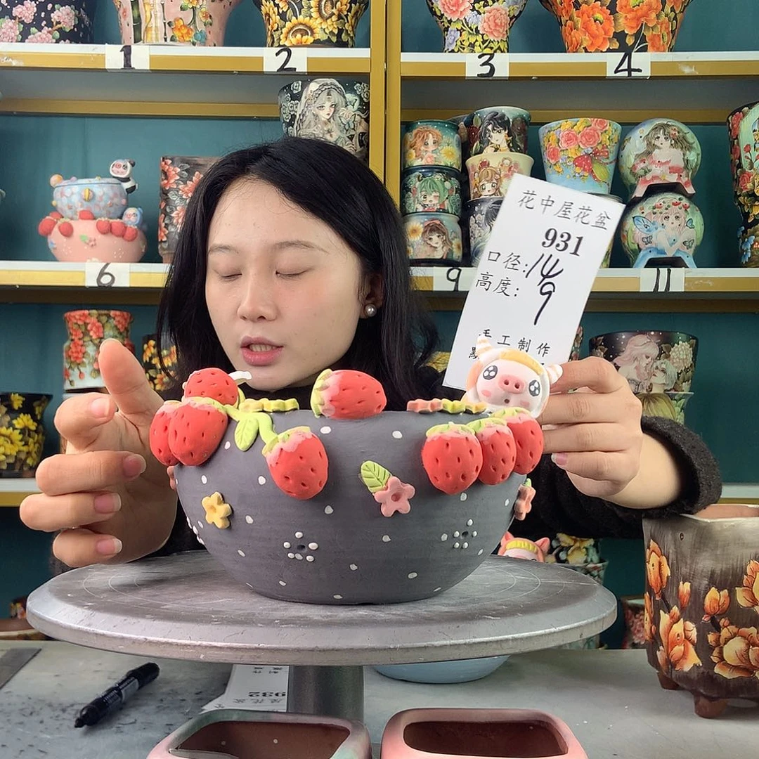 陶景德镇手工花盆931