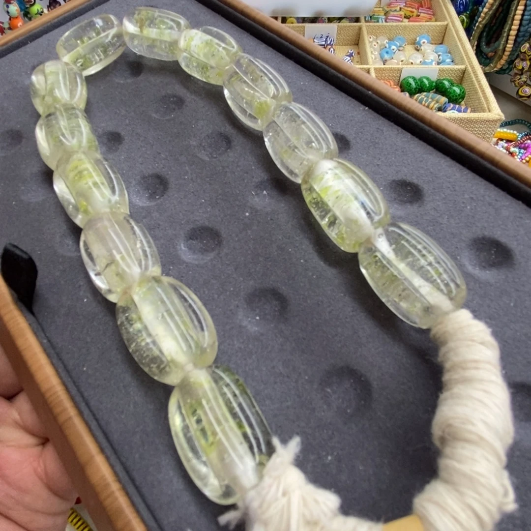 琉璃颈饰透紫色飘彩瓜珠 091