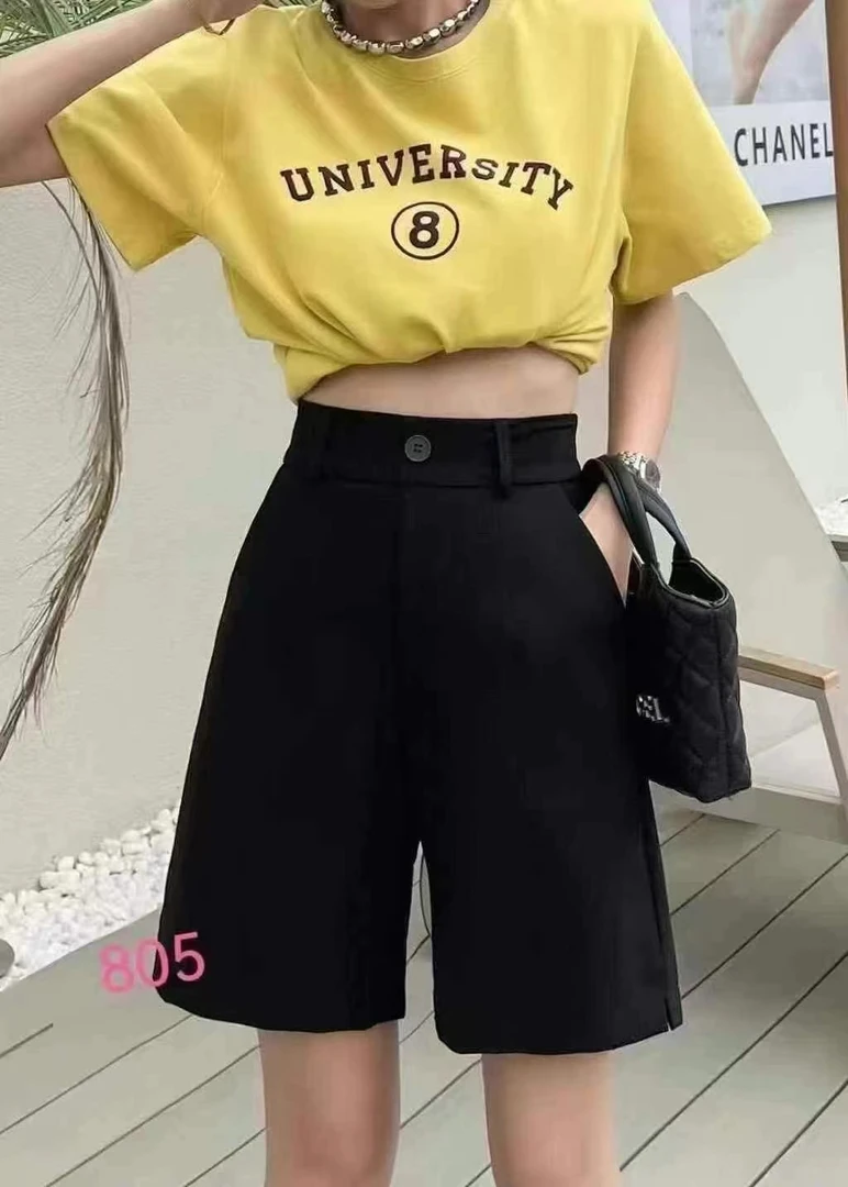 高弹五分裤成人夏季高腰纯色短裤韩版女装西装直筒百搭休闲裤