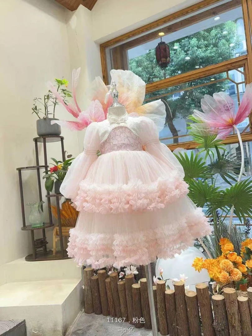 国风【粉黛轻舞-礼服裙】公主裙春秋款女童连衣裙