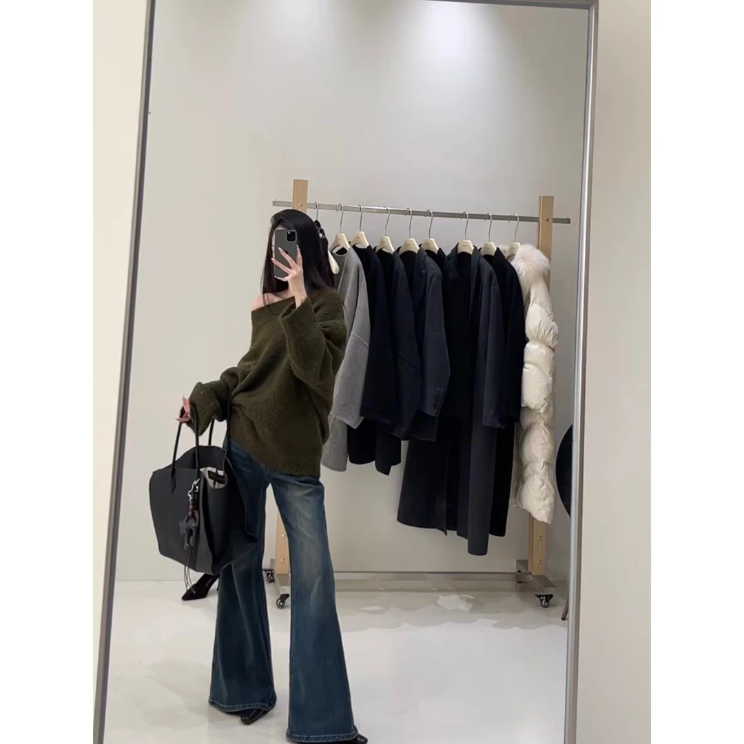 AJ（1ajl806-1#）喜欢！颗粒感斜肩宽松休闲毛衣 9-28