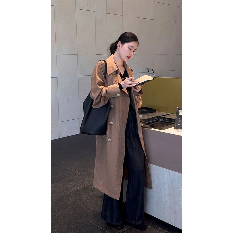KERR SONG 薄款中长款秋季款千金风女风衣设计感美式轻熟风H-7056