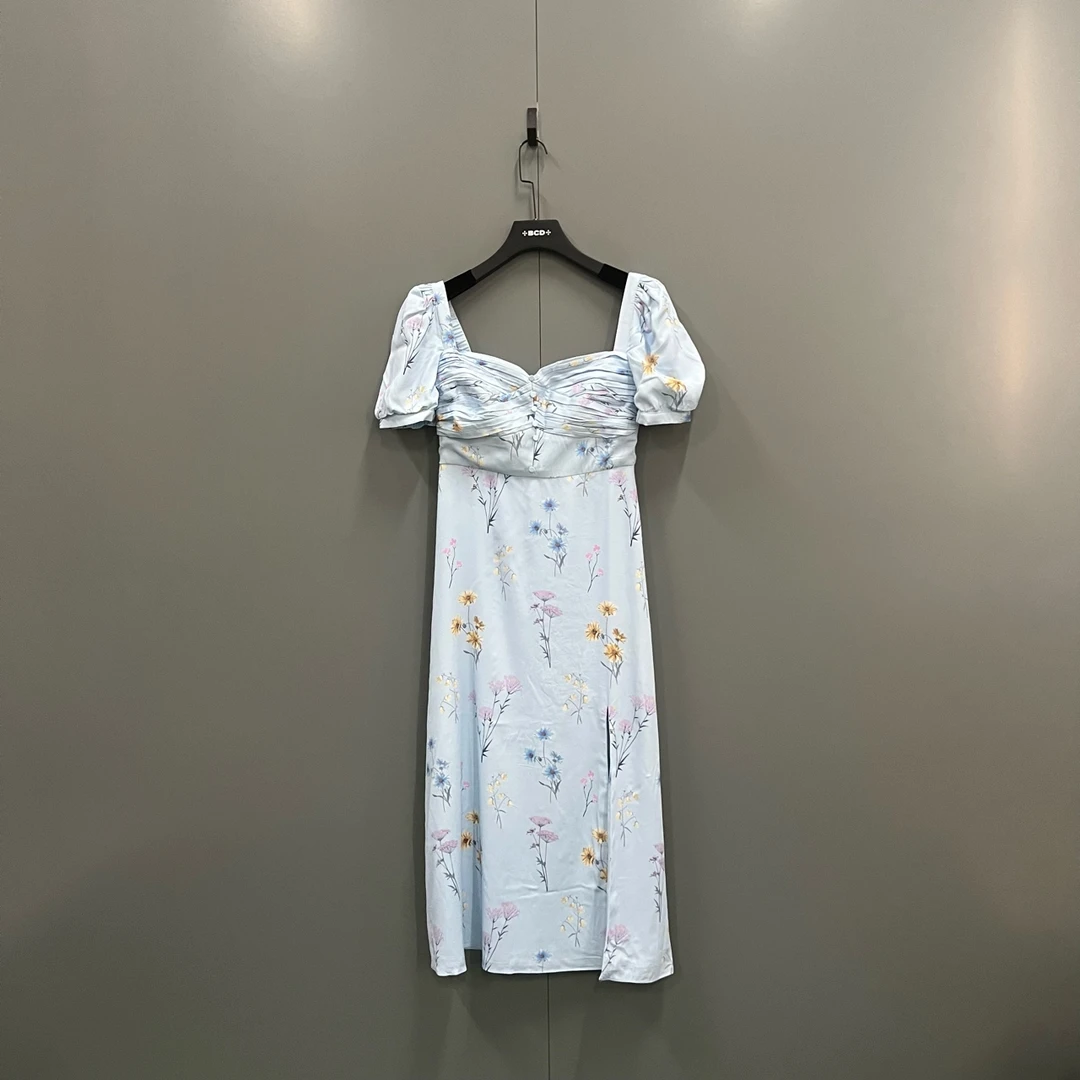 未使用 self-portrait zz1 小雏菊花卉方领泡泡袖连衣裙/012031