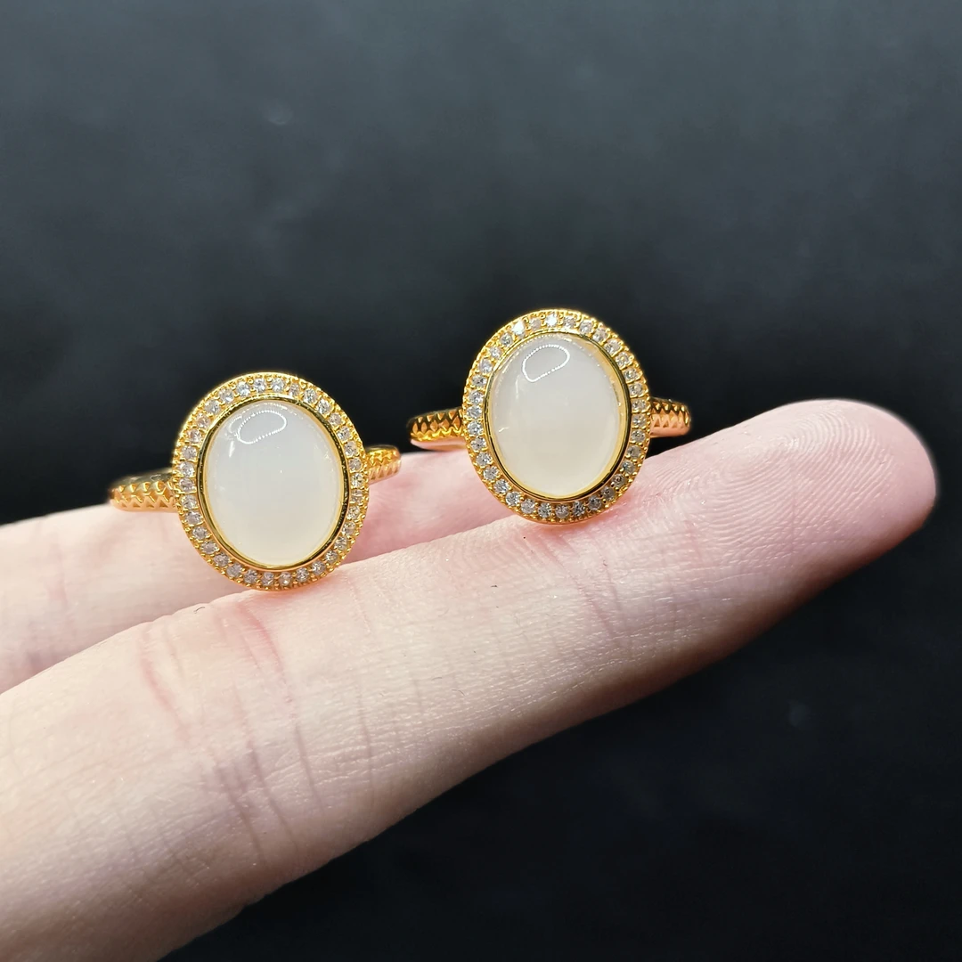 【李想精选】和田玉蛋面戒指J1【多样性发其一】活口可调节