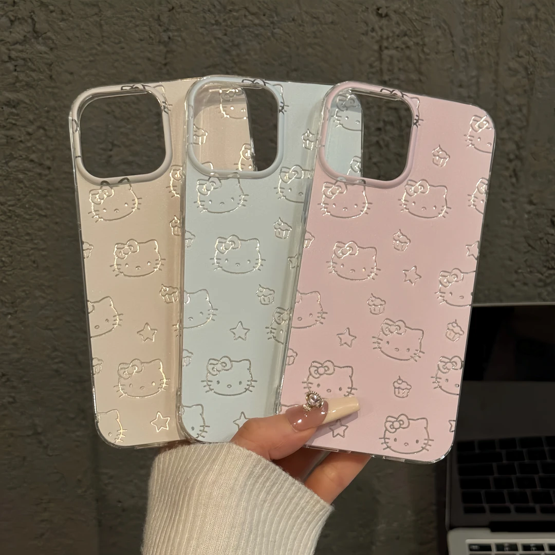 适用苹果16pro羽纱IMD卡通手机壳iphone15可爱华为p星星kitty新款