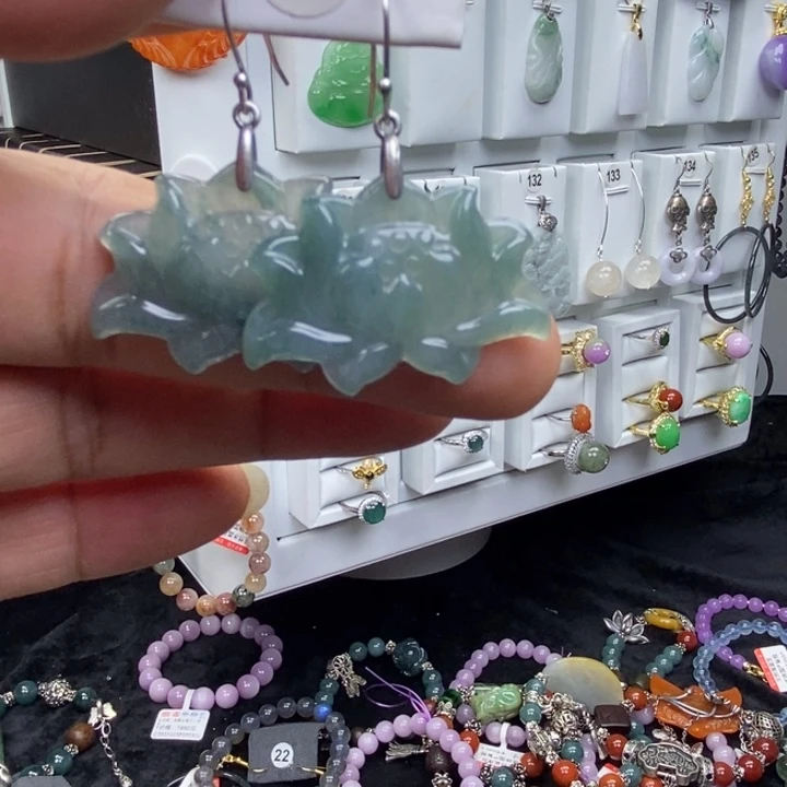 翡翠银S925镶嵌耳饰品质珠宝