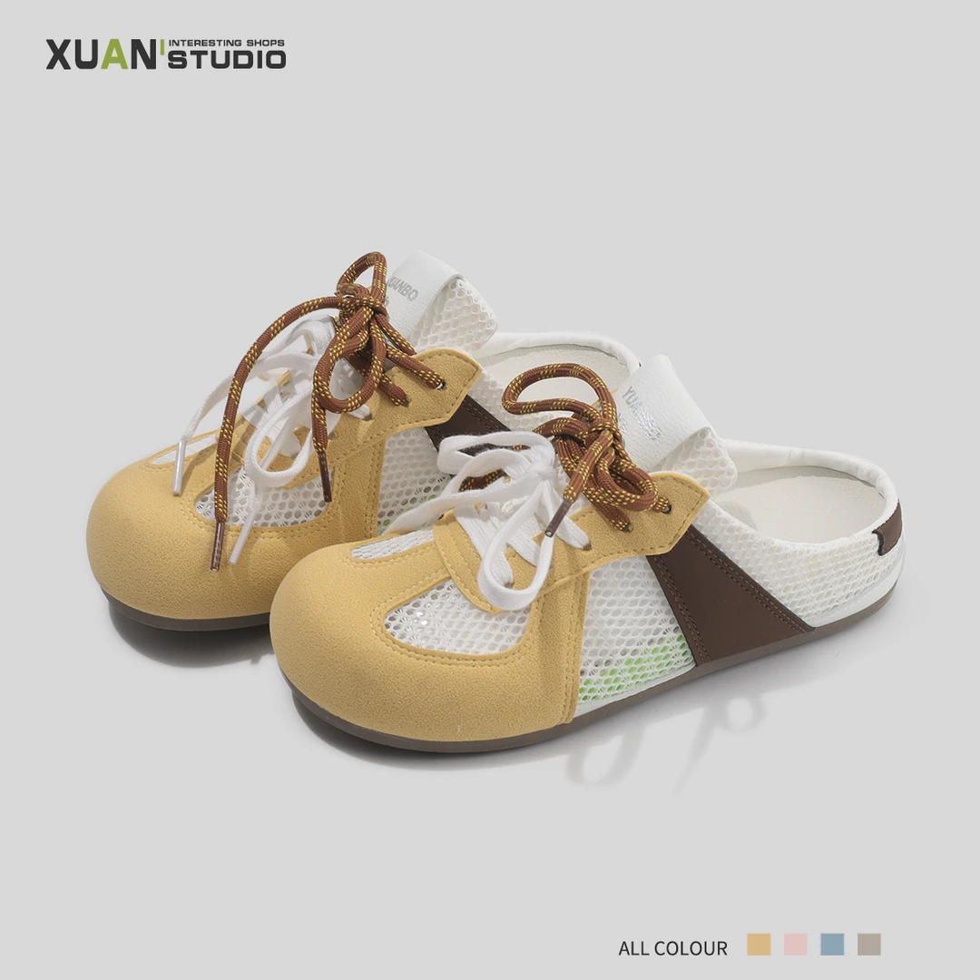 萱哥家一脚蹬包头半拖单鞋2025夏季新款透气舒适懒人鞋外出凉拖鞋