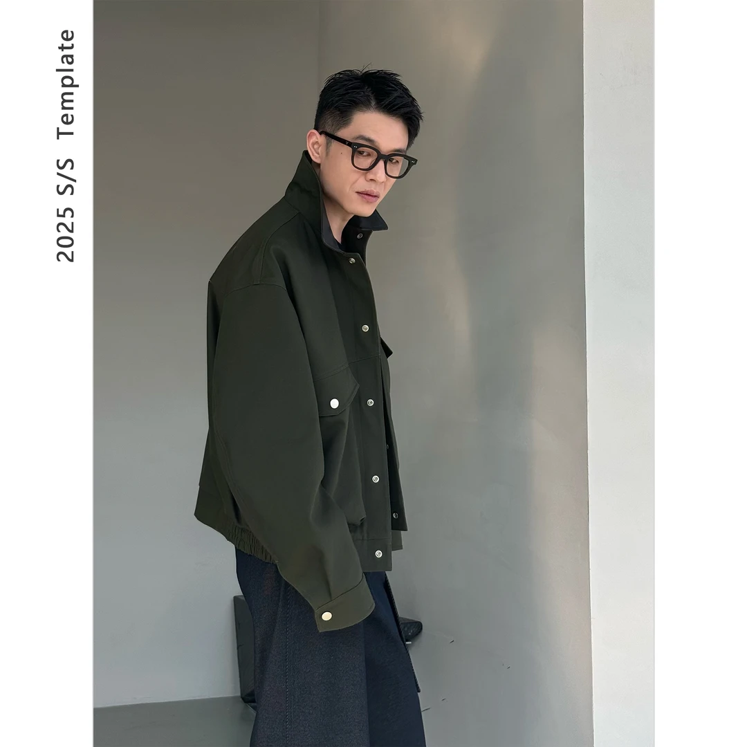 DUPU “时尚模范生”复古巴恩风羊皮革领拼接大口袋廓形短款夹克