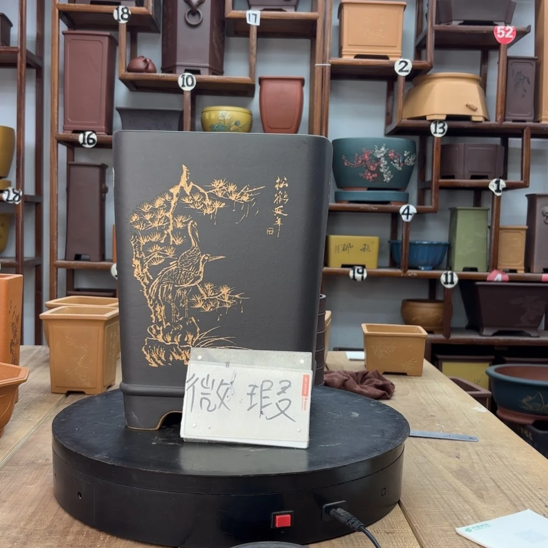 紫砂花盆小****饰微瑕放漏