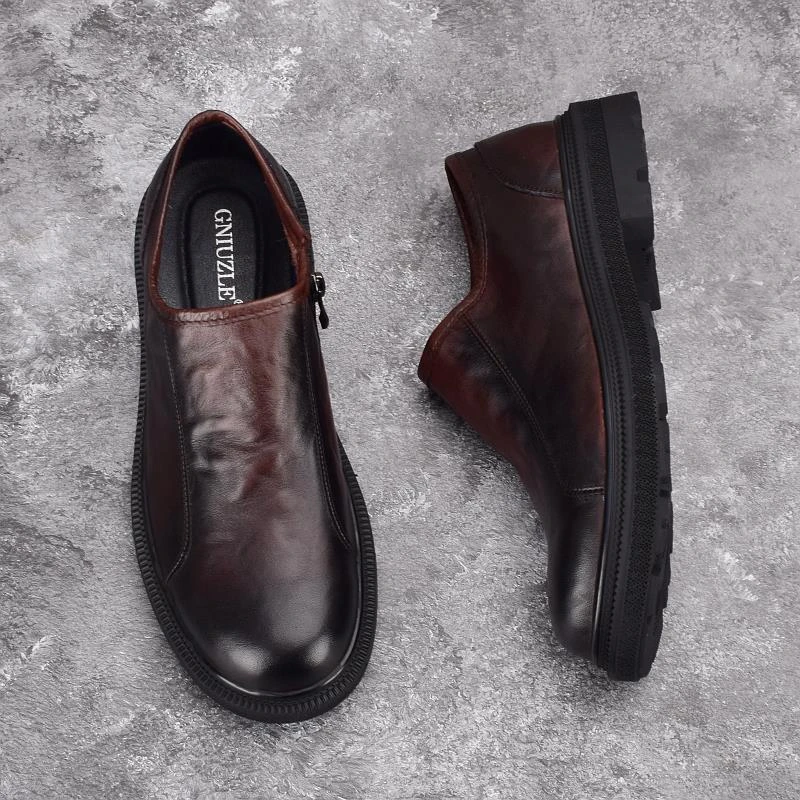 高级感『意式设计风』重磅推荐！头层牛皮一脚蹬厚底防滑乐福鞋男