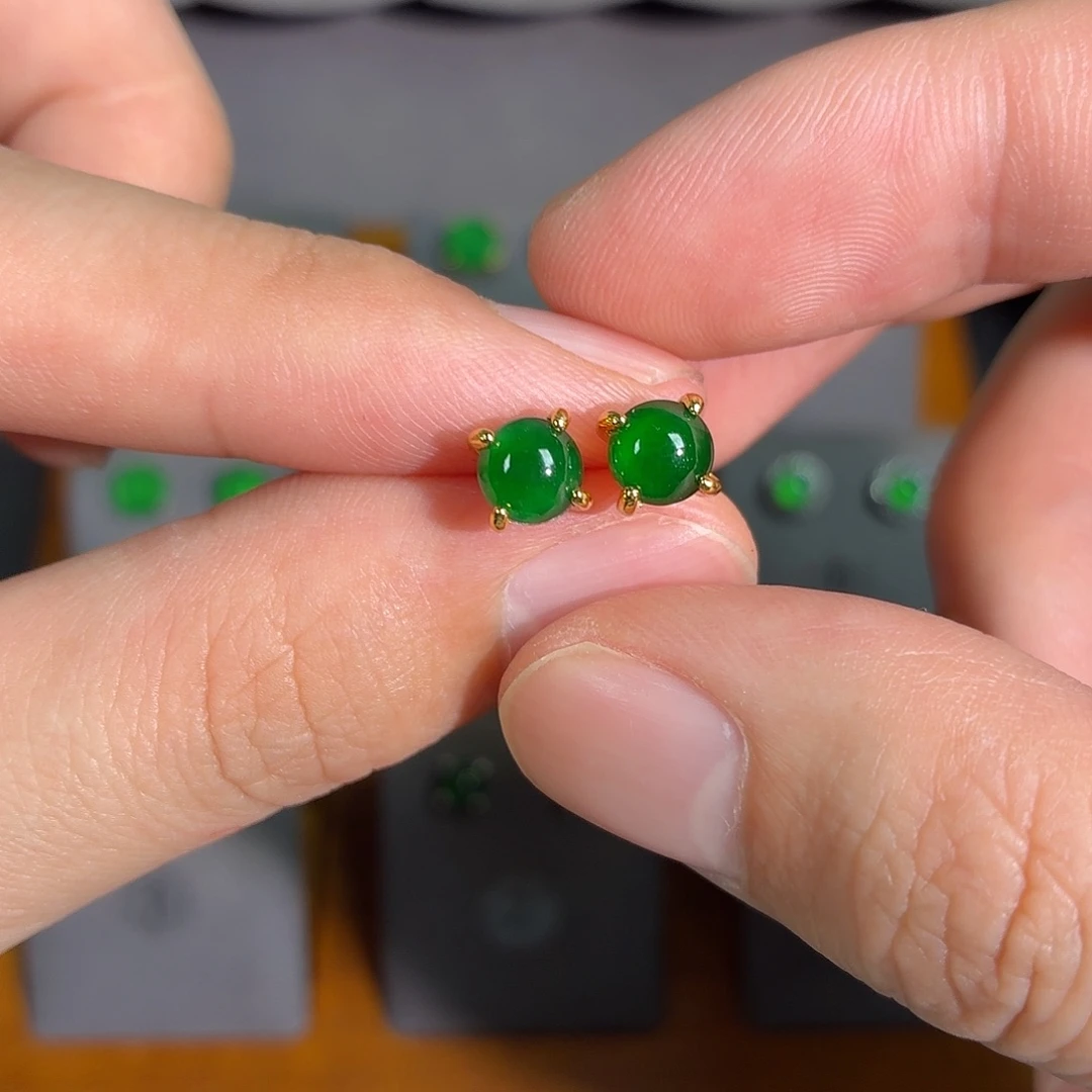 翡翠银S925镶嵌耳饰耳饰