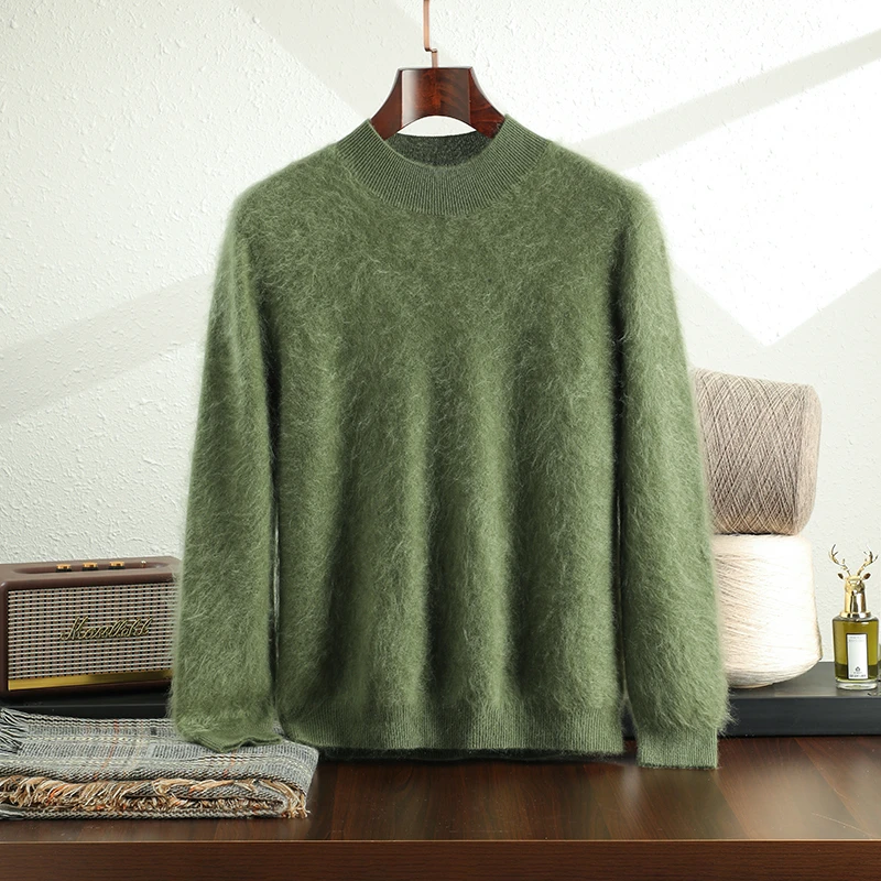 【男士加厚半高拉绒】100%山羊绒潮牌时尚加厚男士半高领保暖羊绒衫