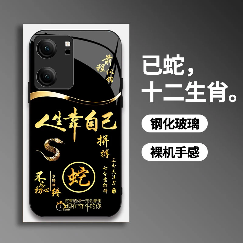 适用【iQOONeo9】手机壳国潮创意励志生肖液态玻璃保护套