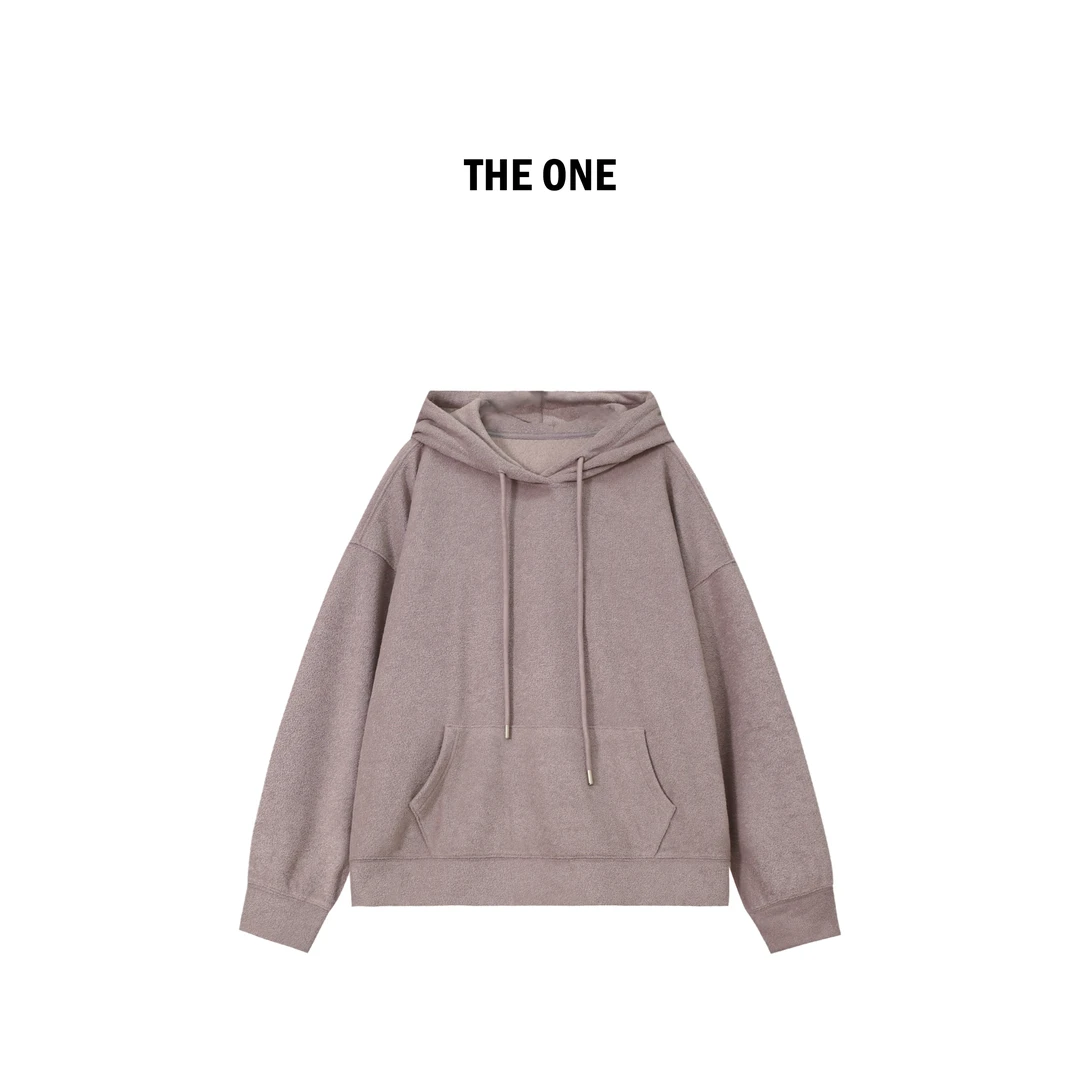 AZE 香芋奶霜 浅紫色加绒宽松慵懒风百搭袋鼠兜连帽卫衣XM51202W1