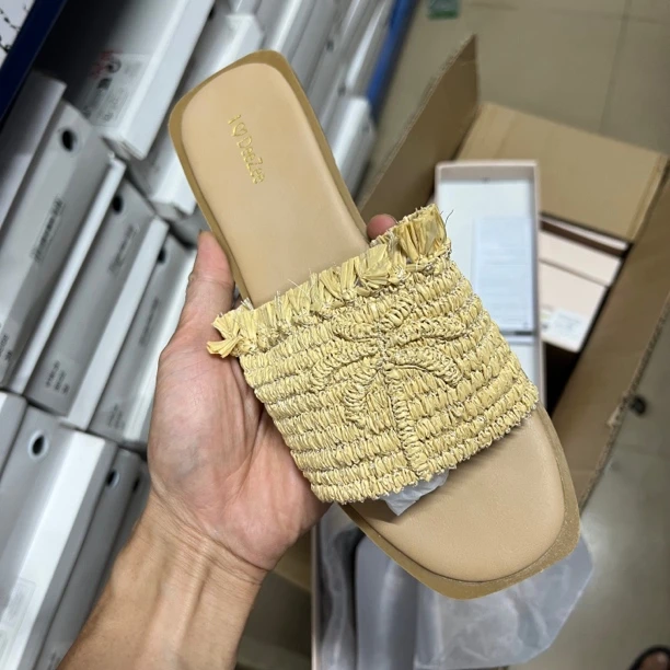 凉拖鞋编织修面皮日常时尚女士凉鞋田园平底一字拖038