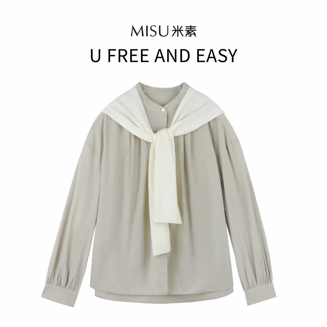 MISU米素气质时尚休闲简约宽松衬衣长袖百搭女士124Q012
