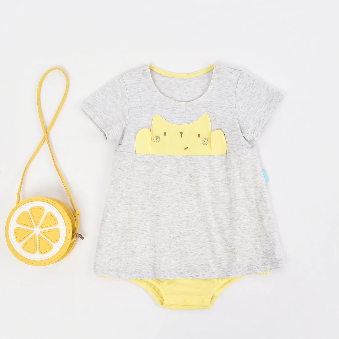 童装夏款假两件短袖连体服1022001