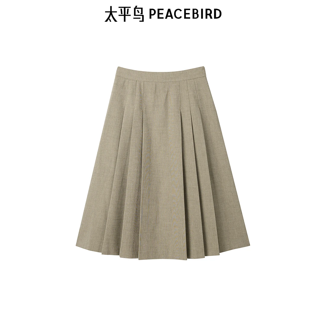 【赵老板专属】太平鸟女装冬季优雅长百褶裙A1GFE4211