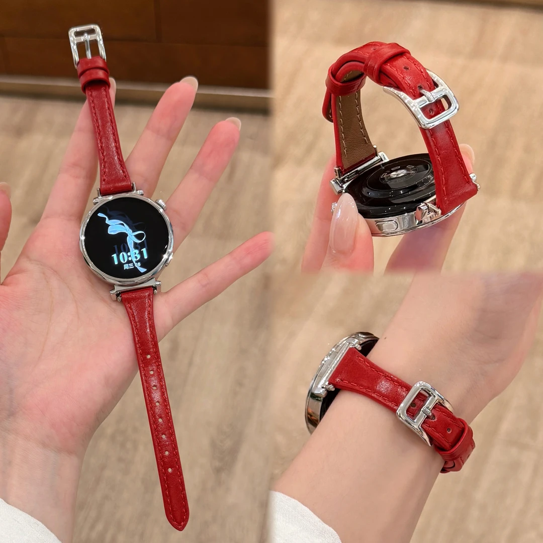 适用华为手表小蛮腰细边皮质表带GT4GT5watch3watch4watch5GT6pro