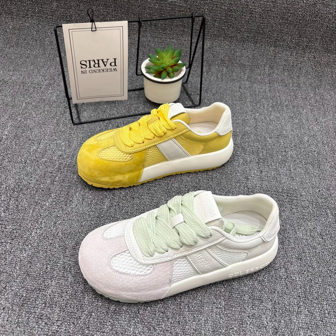 厚底百搭休闲德训鞋2025年春夏新款鞋子透气网面软底潮流运动女鞋