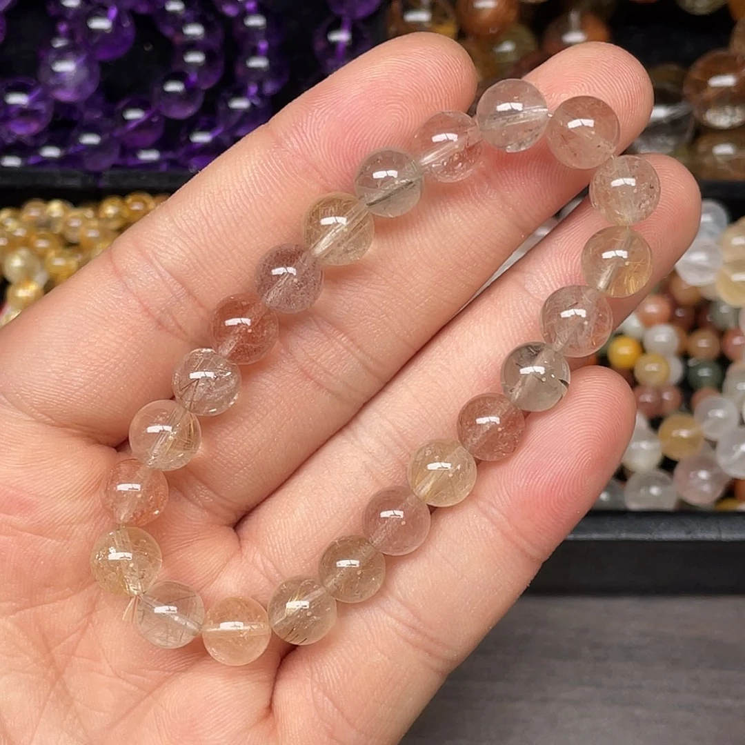 水晶手链未镶嵌彩发晶8.7