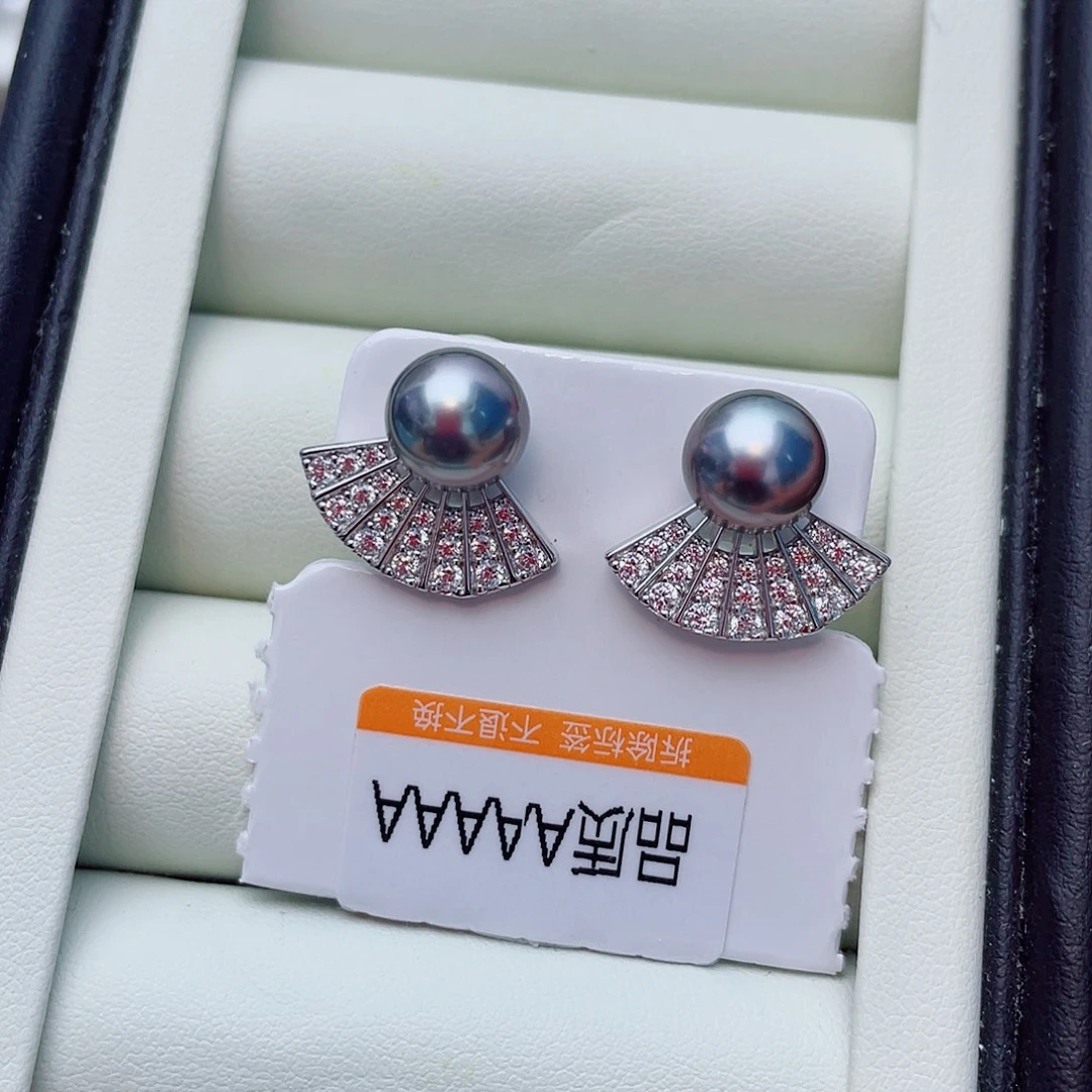 耳饰银S925镶嵌海水珍珠w64