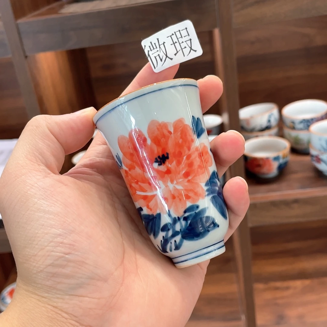 釉下手绘茶具微瑕