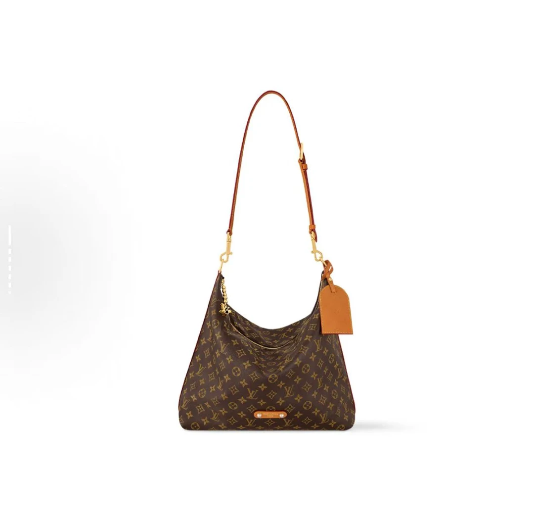 99新 LouisVuitton/路易威登 闲置新25新款Hobo棕花金链条流浪包