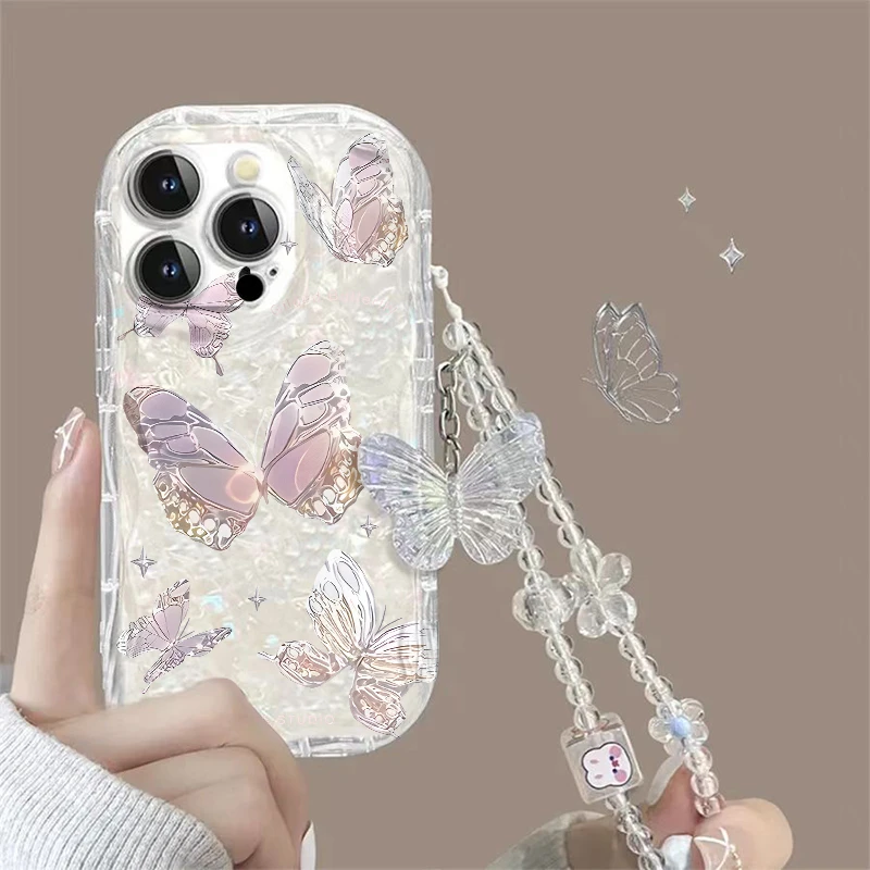 钻石感蝴蝶适用苹果iPhone华为荣耀OPPOVIVO小米一加红米手机壳女