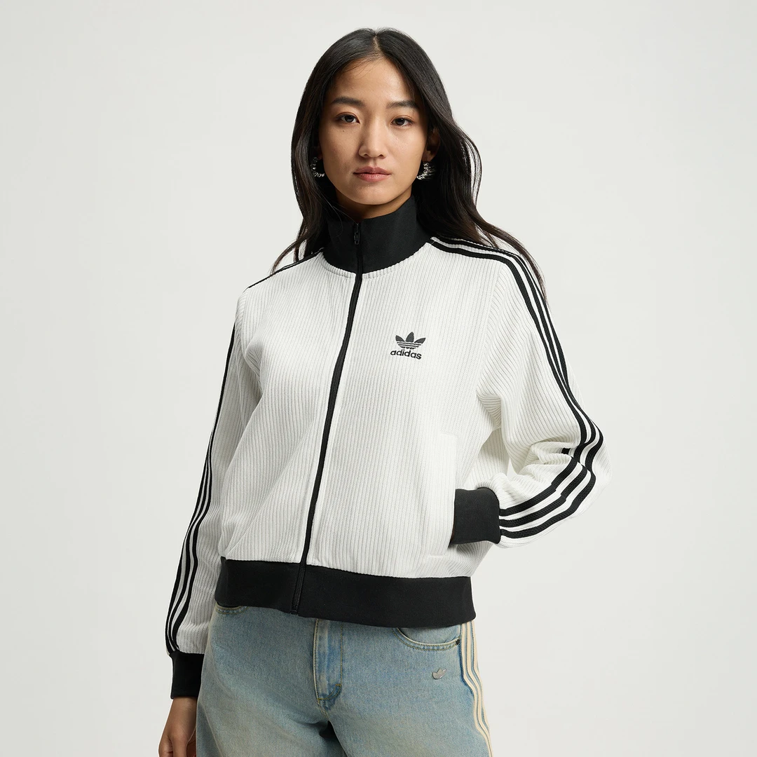 adidas/阿迪达斯正品三叶草短款上衣夹克2025秋女KNIT TT针织外套